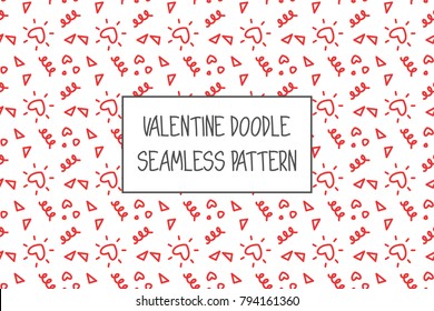 Valentine doodle pattern. Design of hand drawn elements for St. Valentine's day, wedding, proposal.