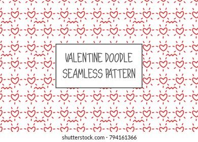 Valentine doodle pattern. Design of hand drawn elements for St. Valentine's day, wedding, proposal.