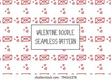 Valentine doodle pattern. Design of hand drawn elements for St. Valentine's day, wedding, proposal.