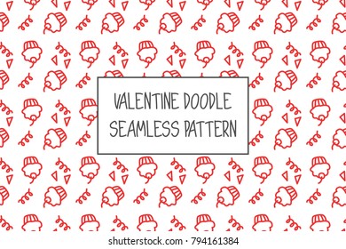 Valentine doodle pattern. Design of hand drawn elements for St. Valentine's day, wedding, proposal.