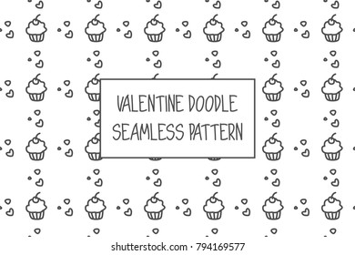 Valentine doodle pattern. Design of hand drawn elements for St. Valentine's day, wedding, proposal.