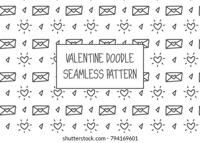 Valentine doodle pattern. Design of hand drawn elements for St. Valentine's day, wedding, proposal.