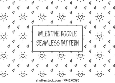 Valentine doodle pattern. Design of hand drawn elements for St. Valentine's day, wedding, proposal.