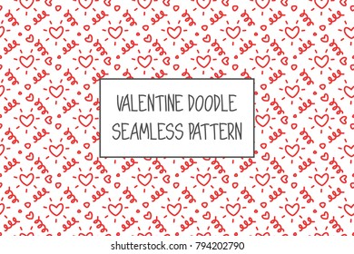 Valentine doodle pattern. Design of hand drawn elements for St. Valentine's day, wedding, proposal.