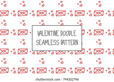 Valentine doodle pattern. Design of hand drawn elements for St. Valentine's day, wedding, proposal.