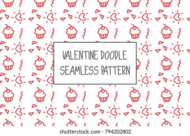 Valentine doodle pattern. Design of hand drawn elements for St. Valentine's day, wedding, proposal.