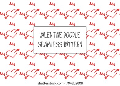 Valentine doodle pattern. Design of hand drawn elements for St. Valentine's day, wedding, proposal.