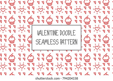 Valentine doodle pattern. Design of hand drawn elements for St. Valentine's day, wedding, proposal.