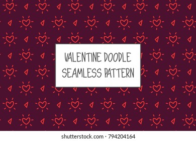 Valentine doodle pattern. Design of hand drawn elements for St. Valentine's day, wedding, proposal.