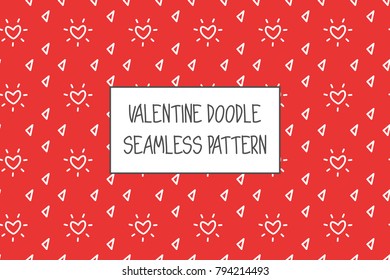 Valentine doodle pattern. Design of hand drawn elements for St. Valentine's day, wedding, proposal.