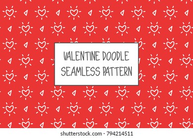 Valentine doodle pattern. Design of hand drawn elements for St. Valentine's day, wedding, proposal.