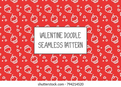 Valentine doodle pattern. Design of hand drawn elements for St. Valentine's day, wedding, proposal.