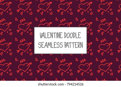 Valentine doodle pattern. Design of hand drawn elements for St. Valentine's day, wedding, proposal.