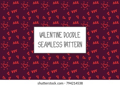 Valentine doodle pattern. Design of hand drawn elements for St. Valentine's day, wedding, proposal.