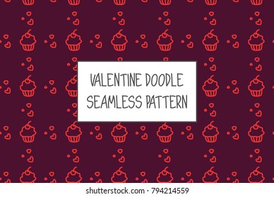 Valentine doodle pattern. Design of hand drawn elements for St. Valentine's day, wedding, proposal.