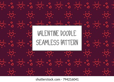Valentine doodle pattern. Design of hand drawn elements for St. Valentine's day, wedding, proposal.