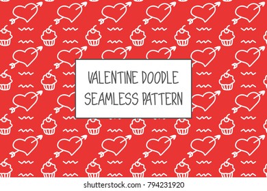 Valentine doodle pattern. Design of hand drawn elements for St. Valentine's day, wedding, proposal.