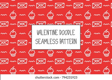 Valentine doodle pattern. Design of hand drawn elements for St. Valentine's day, wedding, proposal.