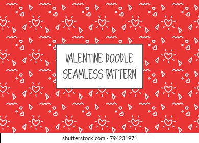 Valentine doodle pattern. Design of hand drawn elements for St. Valentine's day, wedding, proposal.