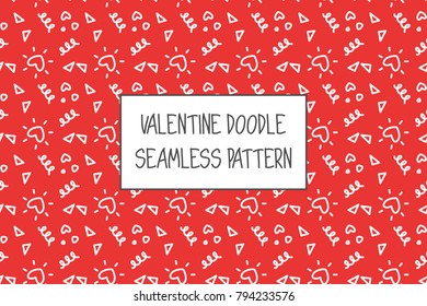 Valentine doodle pattern. Design of hand drawn elements for St. Valentine's day, wedding, proposal.