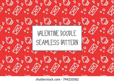 Valentine doodle pattern. Design of hand drawn elements for St. Valentine's day, wedding, proposal.