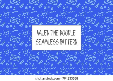 Valentine doodle pattern. Design of hand drawn elements for St. Valentine's day, wedding, proposal.