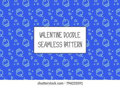 Valentine doodle pattern. Design of hand drawn elements for St. Valentine's day, wedding, proposal.