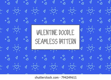 Valentine doodle pattern. Design of hand drawn elements for St. Valentine's day, wedding, proposal.