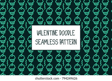 Valentine doodle pattern. Design of hand drawn elements for St. Valentine's day, wedding, proposal.