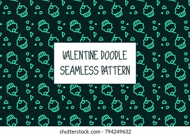 Valentine doodle pattern. Design of hand drawn elements for St. Valentine's day, wedding, proposal.