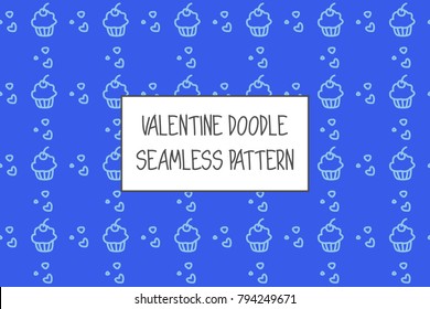 Valentine doodle pattern. Design of hand drawn elements for St. Valentine's day, wedding, proposal.