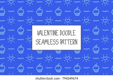 Valentine doodle pattern. Design of hand drawn elements for St. Valentine's day, wedding, proposal.