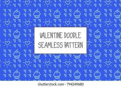 Valentine doodle pattern. Design of hand drawn elements for St. Valentine's day, wedding, proposal.