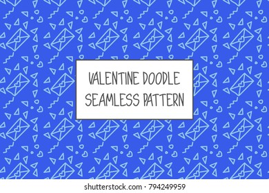 Valentine doodle pattern. Design of hand drawn elements for St. Valentine's day, wedding, proposal.