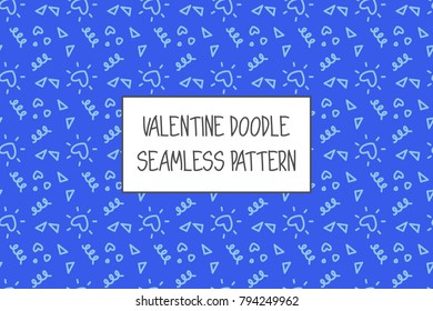 Valentine doodle pattern. Design of hand drawn elements for St. Valentine's day, wedding, proposal.