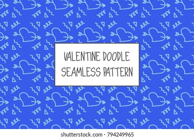 Valentine doodle pattern. Design of hand drawn elements for St. Valentine's day, wedding, proposal.