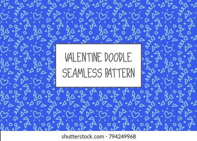 Valentine doodle pattern. Design of hand drawn elements for St. Valentine's day, wedding, proposal.