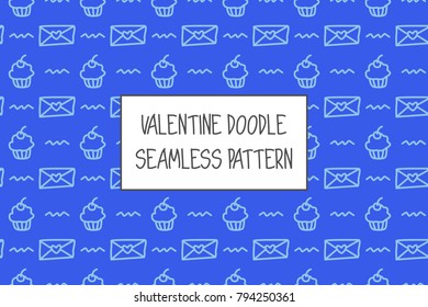 Valentine doodle pattern. Design of hand drawn elements for St. Valentine's day, wedding, proposal.