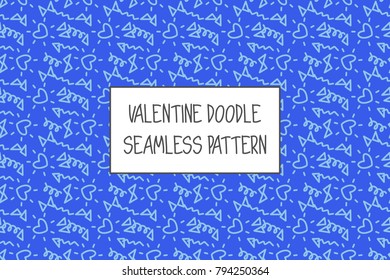 Valentine doodle pattern. Design of hand drawn elements for St. Valentine's day, wedding, proposal.