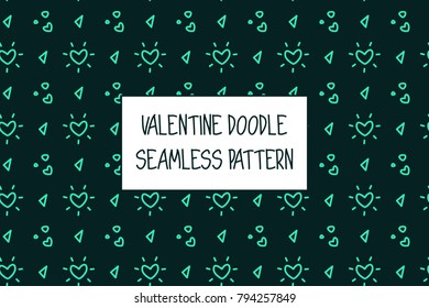 Valentine doodle pattern. Design of hand drawn elements for St. Valentine's day, wedding, proposal.