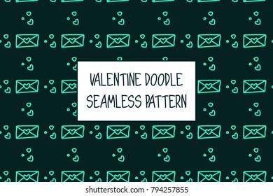 Valentine doodle pattern. Design of hand drawn elements for St. Valentine's day, wedding, proposal.