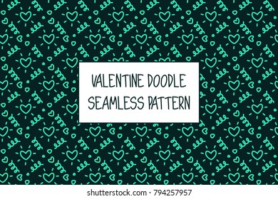 Valentine doodle pattern. Design of hand drawn elements for St. Valentine's day, wedding, proposal.