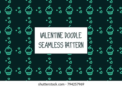 Valentine doodle pattern. Design of hand drawn elements for St. Valentine's day, wedding, proposal.