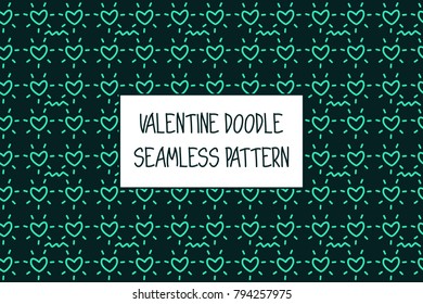 Valentine doodle pattern. Design of hand drawn elements for St. Valentine's day, wedding, proposal.