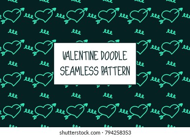 Valentine doodle pattern. Design of hand drawn elements for St. Valentine's day, wedding, proposal.