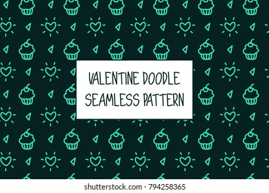 Valentine doodle pattern. Design of hand drawn elements for St. Valentine's day, wedding, proposal.