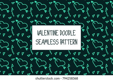 Valentine doodle pattern. Design of hand drawn elements for St. Valentine's day, wedding, proposal.