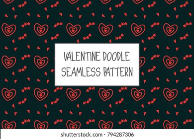 Valentine doodle pattern. Design of hand drawn elements for St. Valentine's day, wedding, proposal.
