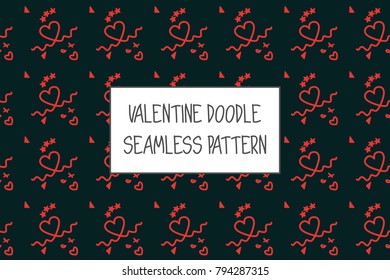 Valentine doodle pattern. Design of hand drawn elements for St. Valentine's day, wedding, proposal.