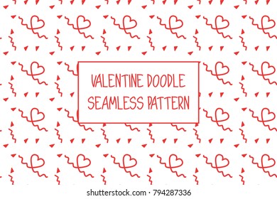 Valentine doodle pattern. Design of hand drawn elements for St. Valentine's day, wedding, proposal.